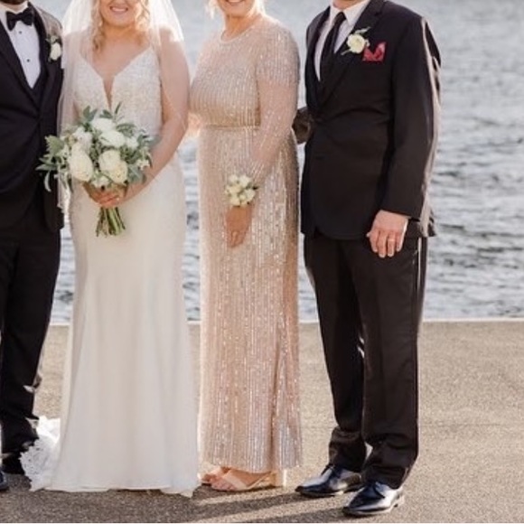 Mac duggal sequin stripe long sleeve tulle gown - Picture 5 of 5